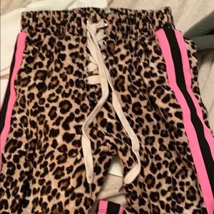 Veronica Beard Leopard print lace up sweats